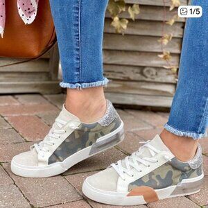 Dolce Vita Zina Camouflage and Cream Low-Top Sneakers Size 9.5